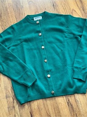 Vintage Ballantyne Green Crewneck Button Cardigan